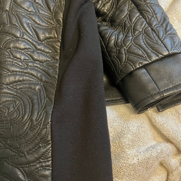 BCBG Max Azria black faux leather bomber jacket - Picture 4 of 4